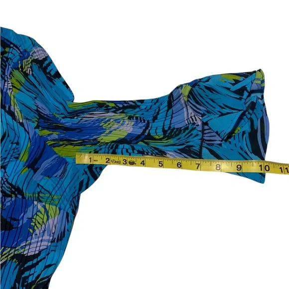 Maggie Barnes Button Up Top Women’s 1X 18/20 Accordion Pleat Bell Sleeve BoHo - Picture 14 of 16